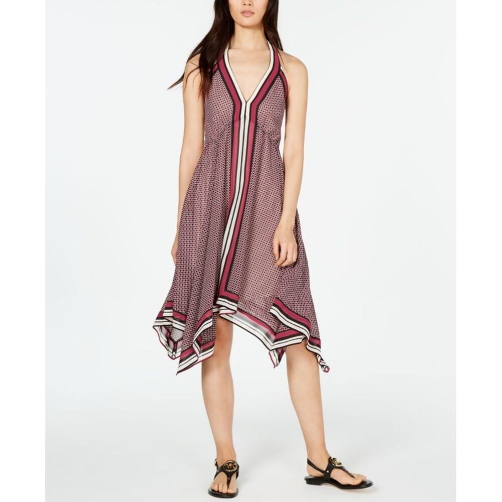 Michael Michael Kors Border Print Halter Dress